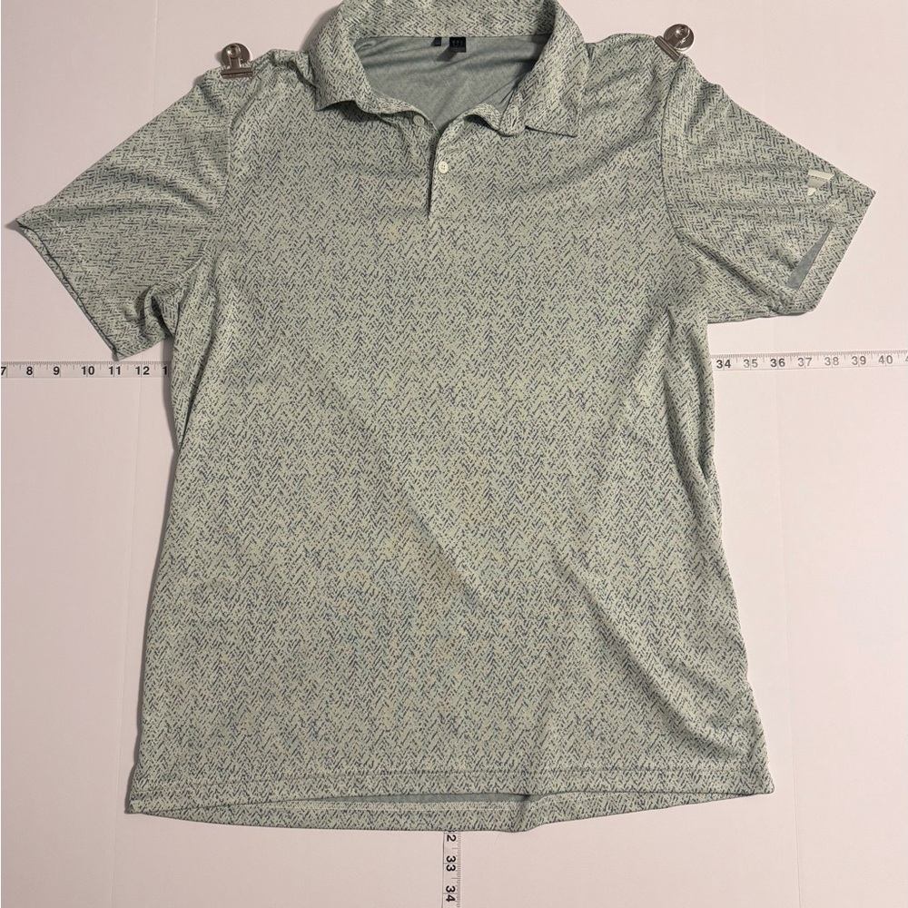 adidas Men's Polo Shirt - Green Pattern